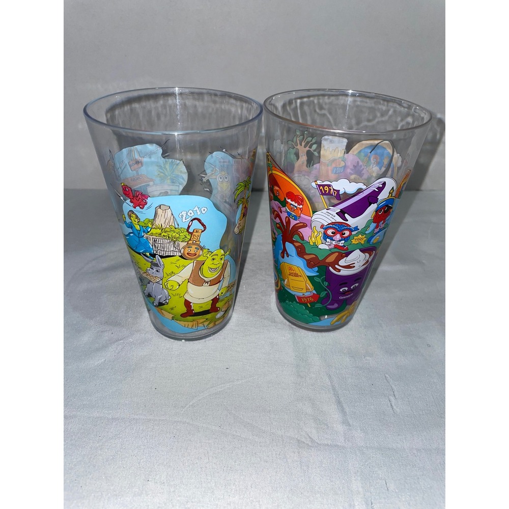 McDonald's Collector's Edition Plastic Cups Shrek Minions Jurassic Park Set of 2